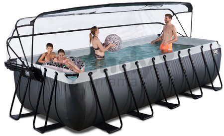 Bazén s krytom a pieskovou filtráciou Black Leather pool Exit Toys oceľová konštrukcia 540*250*122 cm čierny od 6 rokov
