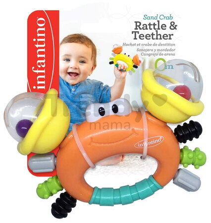 Hrkálka s hryzátkom Krab Rattle & Teether Sand Crab Infantino od 0 mes