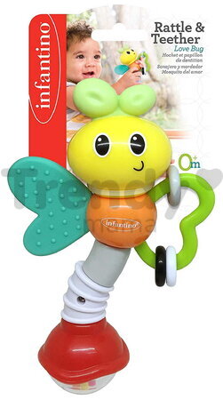 Hrkálka s hryzátkom Motýľ Rattle & Teether Love Bug Infantino od 0 mes