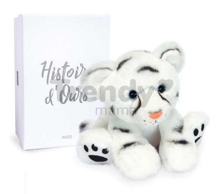 Plyšový snežný tiger Baby White Tiger Histoire d’ Ours v darčekovom balení biely 18 cm od 0 mes