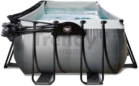 Bazén s krytom pieskovou filtráciou a tepelným čerpadlom Black Leather pool Exit Toys oceľová konštrukcia 400*200*100 cm čierny od 6 rokov