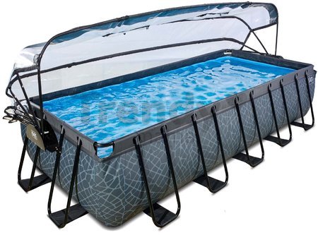 Bazén s krytom pieskovou filtráciou a tepelným čerpadlom Stone pool Exit Toys oceľová konštrukcia 540*250*100 cm šedý od 6 rokov