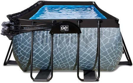 Bazén s krytom pieskovou filtráciou a tepelným čerpadlom Stone pool Exit Toys oceľová konštrukcia 540*250*100 cm šedý od 6 rokov