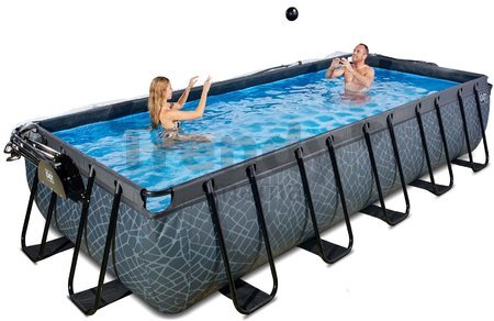 Bazén s krytom pieskovou filtráciou a tepelným čerpadlom Stone pool Exit Toys oceľová konštrukcia 540*250*100 cm šedý od 6 rokov