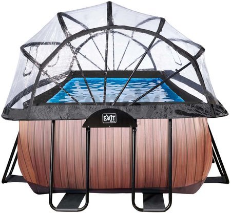 Bazén s krytom pieskovou filtráciou a tepelným čerpadlom Wood pool Exit Toys oceľová konštrukcia 540*250*100 cm hnedý od 6 rokov