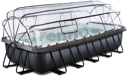 Bazén s krytom pieskovou filtráciou a tepelným čerpadlom Black Leather pool Exit Toys oceľová konštrukcia 540*250*100 cm čierny od 6 rokov