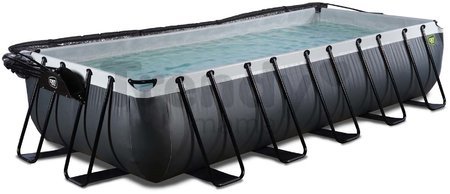 Bazén s krytom pieskovou filtráciou a tepelným čerpadlom Black Leather pool Exit Toys oceľová konštrukcia 540*250*100 cm čierny od 6 rokov