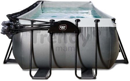 Bazén s krytom pieskovou filtráciou a tepelným čerpadlom Black Leather pool Exit Toys oceľová konštrukcia 540*250*100 cm čierny od 6 rokov