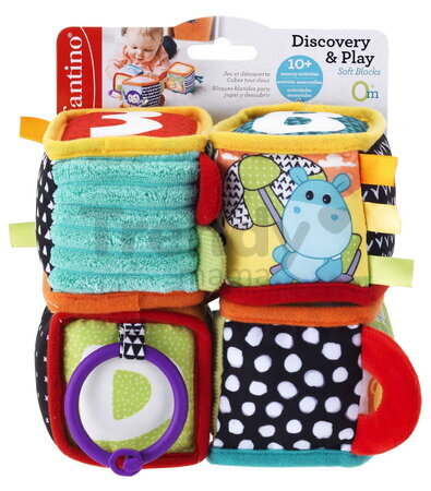 Textilné kocky s aktivitami Discover & Play Soft Blocks Infantino 4 kocky od 0 mes INF306606