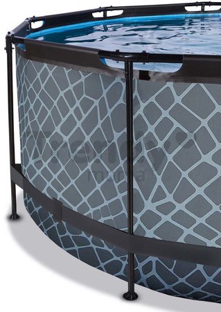 Bazén s krytom pieskovou filtráciou a tepelným čerpadlom Stone pool Exit Toys kruhový oceľová konštrukcia 360*122 cm šedý od 6 rokov