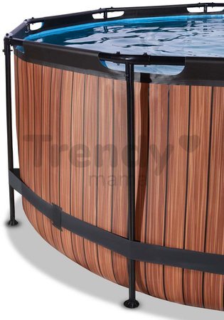 Bazén s krytom pieskovou filtráciou a tepelným čerpadlom Wood pool Exit Toys kruhový oceľová konštrukcia 360*122 cm hnedý od 6 rokov