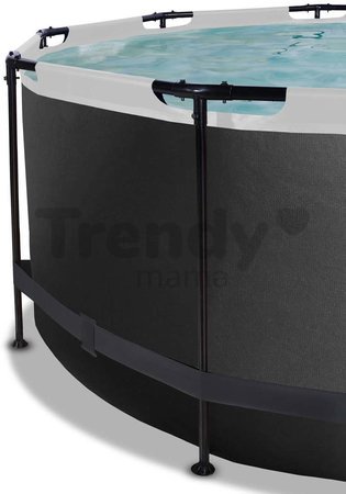 Bazén s krytom pieskovou filtráciou a tepelným čerpadlom Black Leather pool Exit Toys kruhový oceľová konštrukcia 360*122 cm čierny od 6 rokov