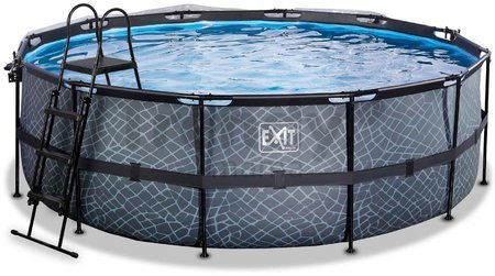 Bazén s krytom pieskovou filtráciou a tepelným čerpadlom Stone pool Exit Toys kruhový oceľová konštrukcia 427*122 cm šedý od 6 rokov