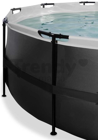 Bazén s krytom pieskovou filtráciou a tepelným čerpadlom Black Leather pool Exit Toys kruhový oceľová konštrukcia 427*122 cm čierny od 6 rokov