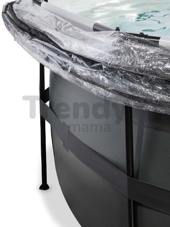 Bazén s krytom pieskovou filtráciou a tepelným čerpadlom Black Leather pool Exit Toys kruhový oceľová konštrukcia 427*122 cm čierny od 6 rokov