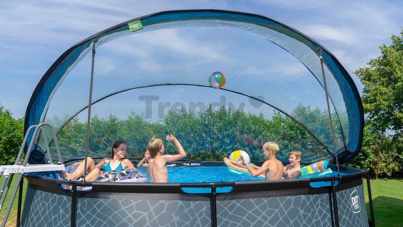 Bazén s krytom a pieskovou filtráciou Stone pool Exit Toys kruhový oceľová konštrukcia 450*122 cm šedý od 6 rokov