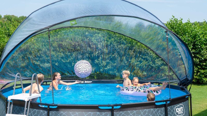 Bazén s krytom a pieskovou filtráciou Stone pool Exit Toys kruhový oceľová konštrukcia 450*122 cm šedý od 6 rokov