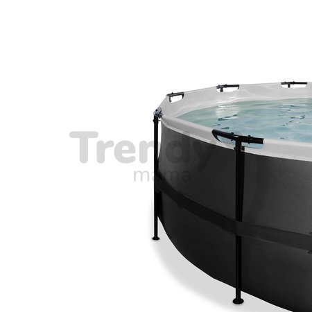 Bazén s krytom pieskovou filtráciou a tepelným čerpadlom Black Leather pool Exit Toys kruhový oceľová konštrukcia 450*122 cm čierny od 6 rokov