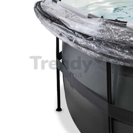 Bazén s krytom pieskovou filtráciou a tepelným čerpadlom Black Leather pool Exit Toys kruhový oceľová konštrukcia 450*122 cm čierny od 6 rokov