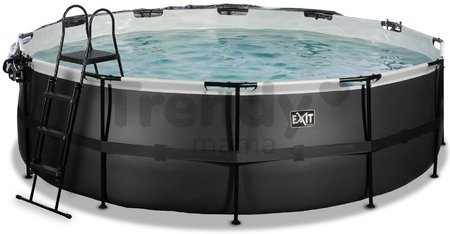 Bazén s krytom pieskovou filtráciou a tepelným čerpadlom Black Leather pool Exit Toys kruhový oceľová konštrukcia 488*122 cm čierny od 6 rokov