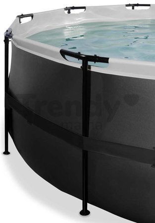 Bazén s krytom pieskovou filtráciou a tepelným čerpadlom Black Leather pool Exit Toys kruhový oceľová konštrukcia 488*122 cm čierny od 6 rokov