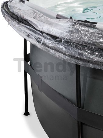 Bazén s krytom pieskovou filtráciou a tepelným čerpadlom Black Leather pool Exit Toys kruhový oceľová konštrukcia 488*122 cm čierny od 6 rokov