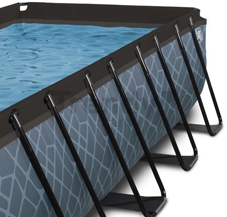 Bazén s krytom pieskovou filtráciou a tepelným čerpadlom Stone pool Exit Toys oceľová konštrukcia 400*200*122 cm šedý od 6 rokov