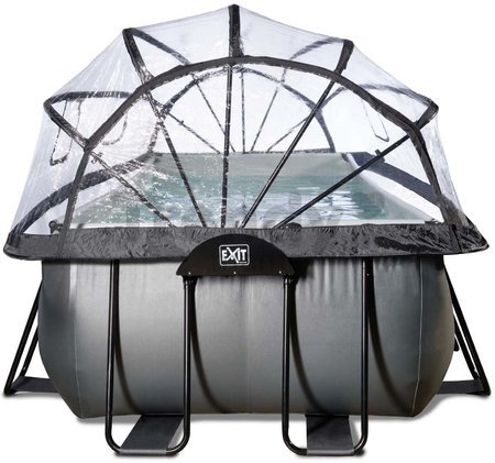Bazén s krytom pieskovou filtráciou a tepelným čerpadlom Black Leather pool Exit Toys oceľová konštrukcia 400*200*122 cm čierny od 6 rokov