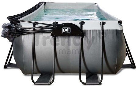 Bazén s krytom pieskovou filtráciou a tepelným čerpadlom Black Leather pool Exit Toys oceľová konštrukcia 400*200*122 cm čierny od 6 rokov