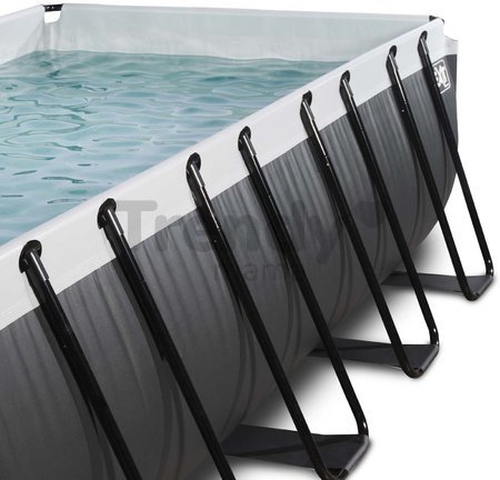 Bazén s krytom pieskovou filtráciou a tepelným čerpadlom Black Leather pool Exit Toys oceľová konštrukcia 400*200*122 cm čierny od 6 rokov