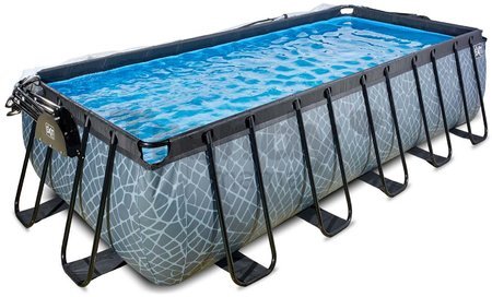 Bazén s krytom pieskovou filtráciou a tepelným čerpadlom Stone pool Exit Toys oceľová konštrukcia 540*250*122 cm šedý od 6 rokov