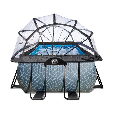 Bazén s krytom pieskovou filtráciou a tepelným čerpadlom Stone pool Exit Toys oceľová konštrukcia 540*250*122 cm šedý od 6 rokov