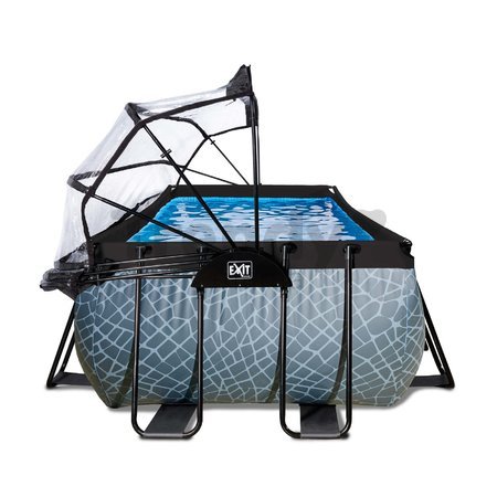 Bazén s krytom pieskovou filtráciou a tepelným čerpadlom Stone pool Exit Toys oceľová konštrukcia 540*250*122 cm šedý od 6 rokov
