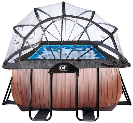 Bazén s krytom pieskovou filtráciou a tepelným čerpadlom Wood pool Exit Toys oceľová konštrukcia 540*250*122 cm hnedý od 6 rokov