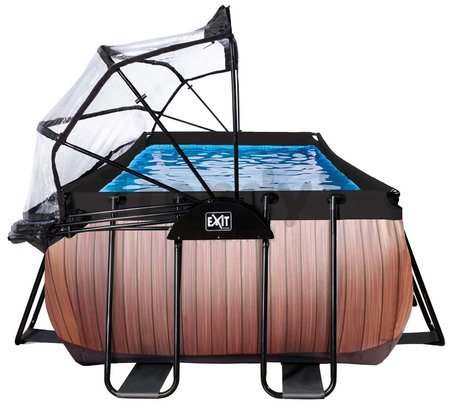 Bazén s krytom pieskovou filtráciou a tepelným čerpadlom Wood pool Exit Toys oceľová konštrukcia 540*250*122 cm hnedý od 6 rokov