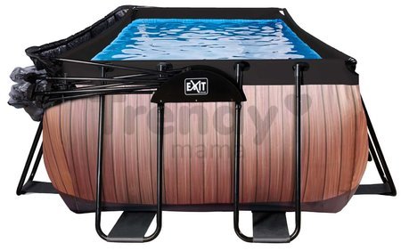 Bazén s krytom pieskovou filtráciou a tepelným čerpadlom Wood pool Exit Toys oceľová konštrukcia 540*250*122 cm hnedý od 6 rokov
