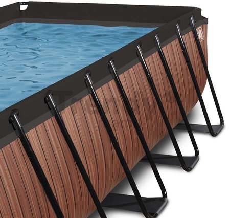 Bazén s krytom pieskovou filtráciou a tepelným čerpadlom Wood pool Exit Toys oceľová konštrukcia 540*250*122 cm hnedý od 6 rokov