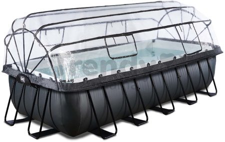 Bazén s krytom pieskovou filtráciou a tepelným čerpadlom Black Leather pool Exit Toys oceľová konštrukcia 540*250*122 cm čierny od 6 rokov