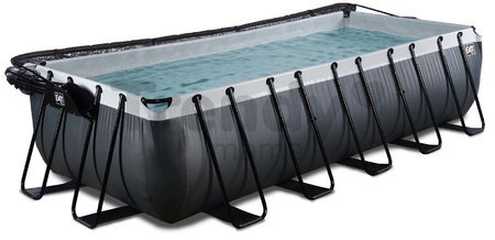 Bazén s krytom pieskovou filtráciou a tepelným čerpadlom Black Leather pool Exit Toys oceľová konštrukcia 540*250*122 cm čierny od 6 rokov