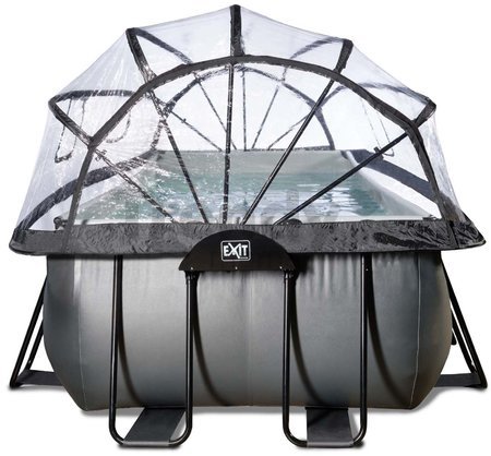 Bazén s krytom pieskovou filtráciou a tepelným čerpadlom Black Leather pool Exit Toys oceľová konštrukcia 540*250*122 cm čierny od 6 rokov