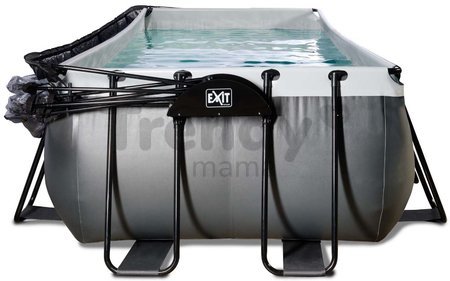 Bazén s krytom pieskovou filtráciou a tepelným čerpadlom Black Leather pool Exit Toys oceľová konštrukcia 540*250*122 cm čierny od 6 rokov