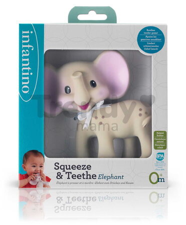 Hryzátko Slon Squeeze & Teethe Elephant Infantino z prírodného kaučuku od 0 mes
