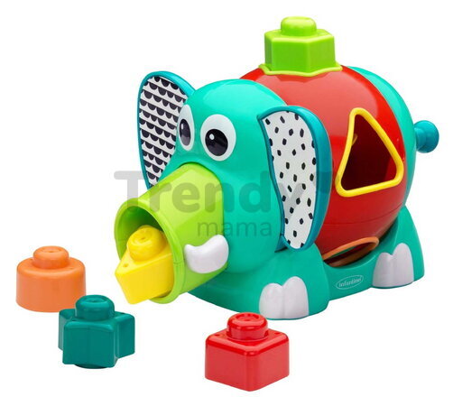 Slon s vkladacími tvarmi Jumbo Shape Sorter Infantino s pohyblivými ušami od 12 mes