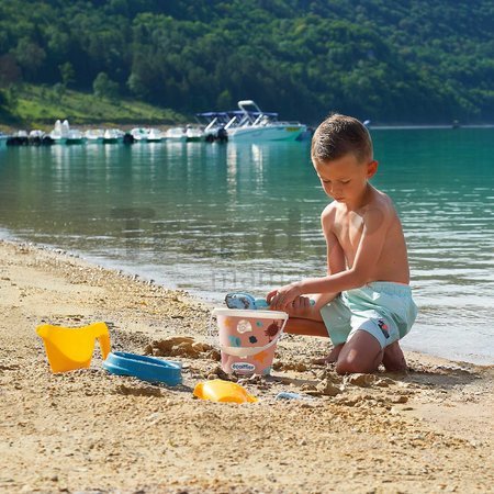 Vedro set s krhlou Mušľa Beach Écoiffier s lopatkou hrabličkami a formičkou (výška 17 cm) 6 dielov od 18 mes