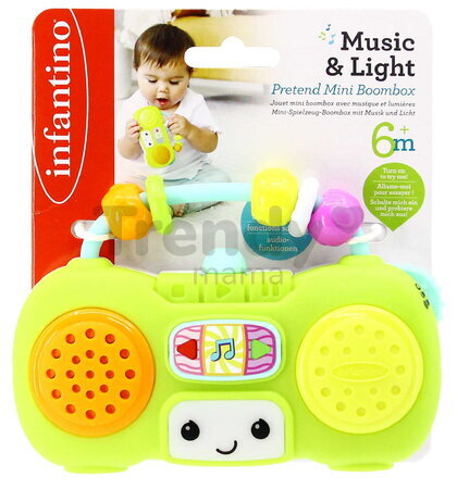 Hudobné mini rádio Music & Light Pretend Mini Boombox Infantino 5 melódií a blikajúce svetielko od 6 mes INF307038-01