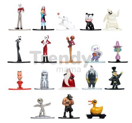 Figúrky zberateľské Nightmare before Christmas Nano Jada kovové výška 4 cm sada 18 druhov