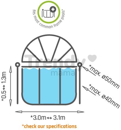Kryt kopula pool cover Exit Toys na bazény s priemerom 300 cm od 6 rokov
