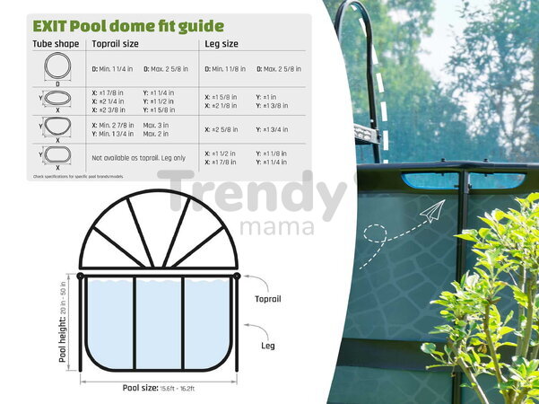 Kryt kopula Pool Dome Cover ECO Exit Toys univerzálny na bazény s priemerom 488 cm ET30801670