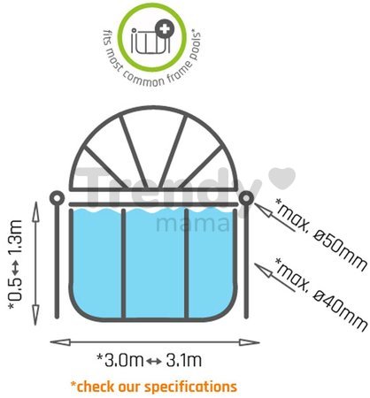Slnečná strieška pool canopy Exit Toys na bazény s priemerom 300 cm od 6 rokov