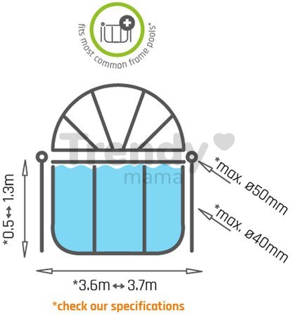 Slnečná strieška pool canopy Exit Toys na bazény s priemerom 360 cm od 6 rokov